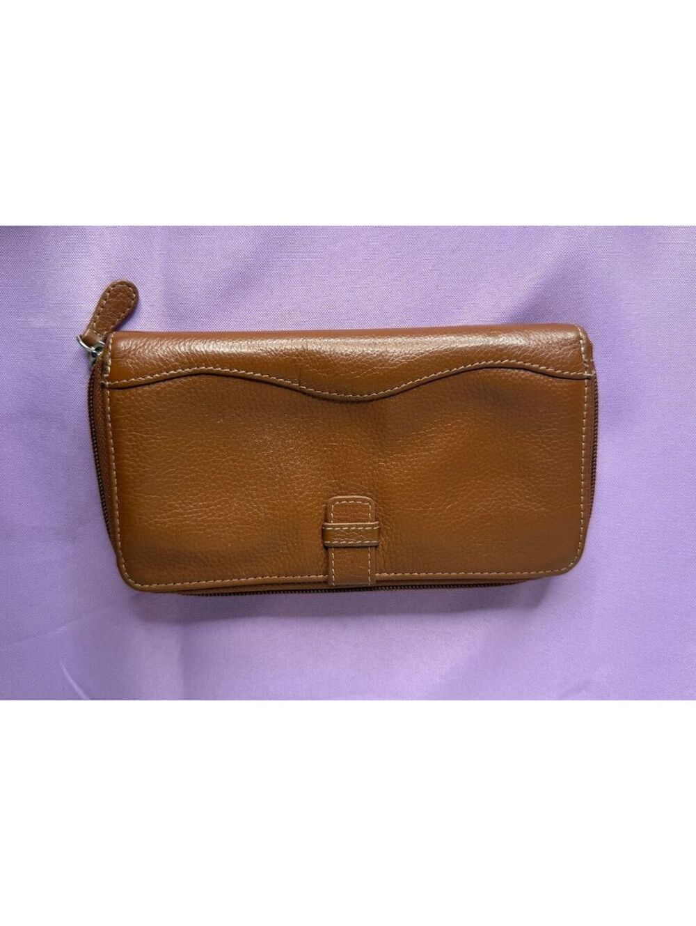 Tifnanello Genuine Leather Brown Zip Around Organizer Wallet Clutch